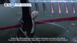 VOA60 World - WikiLeaks founder Julian Assange arrive in his native Australia