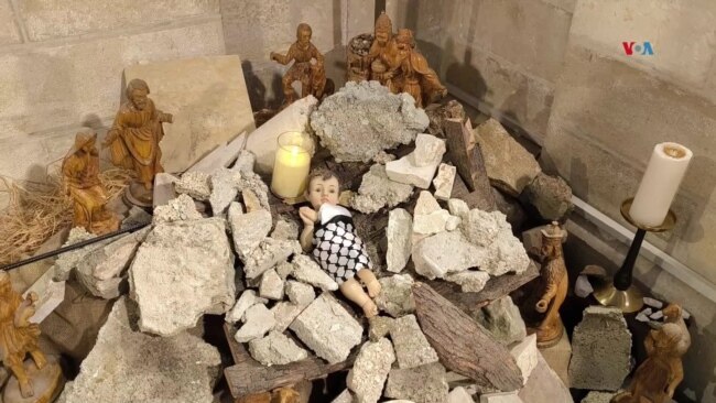 Un Niño Jesús entre escombros envía desde Belén un mensaje solidario a Gaza