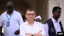 FILE: Volker Perthes (C), Special Representative of the U.N. Secretary-General for Sudan and Head of the U.N. Integrated Transition Assistance Mission in Sudan, oversees the evacuation of internationally-recruited personnel in Port Sudan on April 24, 2023. 