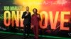 FILE - Kingsley Ben-Adir, left, the star of "Bob Marley: One Love," poses with Marley's son Ziggy at the premiere of the film, in Los Angeles, Feb. 6, 2024. 