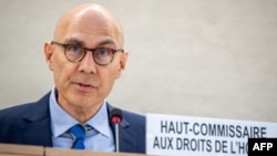 FILE - U.N. High Commissioner for Human Rights Volker Türk speaks at the U.N. Human Rights Council in Geneva, Switzerland, June 19, 2023.
