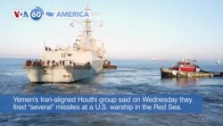 VOA60 America - US Shoots Down Houthi Anti-Ship Missile in Latest Red Sea Attack