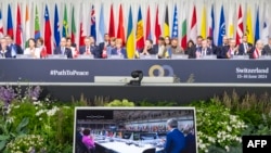 A general view of a plenary session at the Summit on peace in Ukraine, at the luxury Buergenstock resort, near Lucerne, Switzerland, June 16, 2024.
