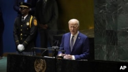 拜登總統於2023 年9 月19 日在紐約舉行的第78 屆聯合國大會上發表演說。