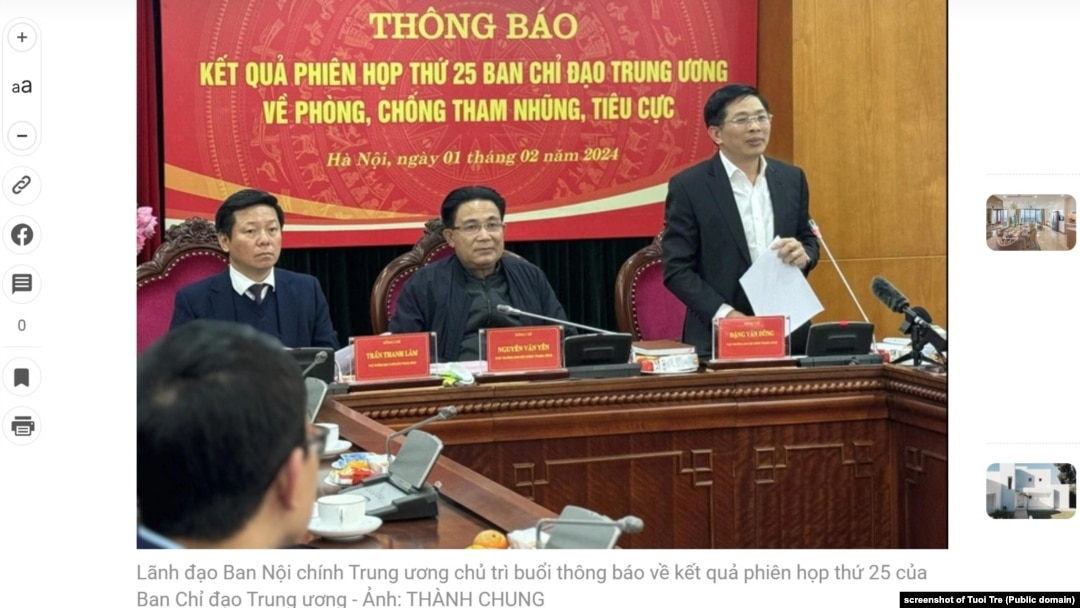 Quan chức Ban Nội chính Trung ương ĐCS VN thông báo về việc chống tham nhũng trong năm 2023, 1/2/2024.