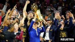 Denver célèbre son titre de champion NBA au détriment de Miami, USA, le 13 juin 2023.
