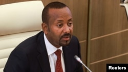 Ethiopian Prime Minister Abiy Ahmed speaks in parliament during a session to approve the country's 2024/25 budget, in Addis Ababa, Ethiopia, July 4, 2024.