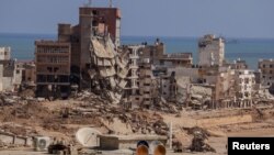 A view shows destroyed buildings in the aftermath of the the deadly storm that hit Libya, in Derna, Libya, Sept. 21, 2023.