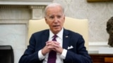 FILE - President Joe Biden speaks during a meeting in the Oval Office of the White House in Washington, Oct. 25, 2023. 