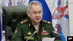 Menteri Pertahanan Rusia Sergei Shoigu berbicara di Moskow (foto: dok). 