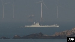 Một tàu quân sự Trung Quốc tham gia tập trận gần Đài Loan hôm 10/4/2023.