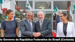 Primeira dama de Cabo Verde, Débora Carvalho, Presidente José Maria Neves, Presidente Lula da Silva e primeira dama do Brasil Janja Silva