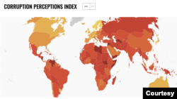 Qanchalik qizil bo'lsa, korrupsiya darajasi shu qadar yuqori. "Transparency International" tashkilotining 2023-yilgi reytingi. 