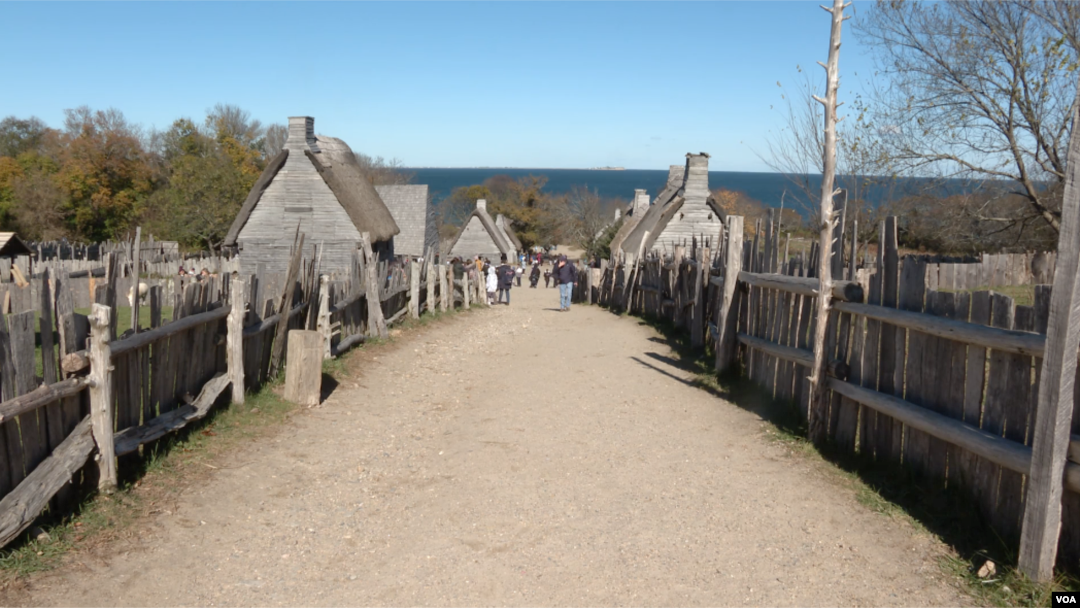 A recreated English village, a few miles away from the site of the first Thanksgiving, at the Plimoth Patuxet Museums in Plymouth, Massachusetts.