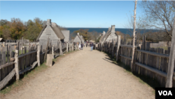 A recreated English village, a few miles away from the site of the first Thanksgiving, at the Plimoth Patuxet Museums in Plymouth, Massachusetts.