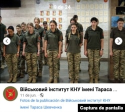 Captura de pantalla de la foto original publicada en Facebook por el Instituto Militar de la Universidad Nacional de Kiev Taras Shevchenko, el 11 de junio.