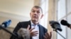 UNRWA Commissioner General Philippe Lazzarini speaks to the press after a briefing to diplomats on the situation in Gaza, at the United Nations Offices in Geneva, Switzerland, Feb. 13, 2023. 