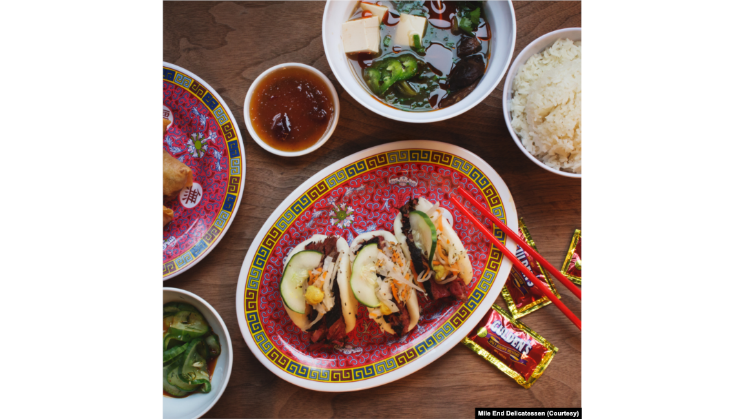 Mile End Delicatessen in Brooklyn, New York, offers a special menu each year on Christmas Eve and Christmas Day that features Chinese food with some Jewish deli twists.