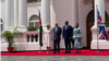 Kenyan President William Ruto and his wife welcome King Charles III and Queen Camilla at the State House, Oct. 31, 2023. (Mariama Diallo/VOA)