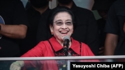 Megawati Sukarnoputri, mantan presiden dan pimpinan PDI-P, di Stadion Gelora Bung Karno di Jakarta pada 3 Februari 2024. (Foto: Yasuyoshi Chiba/AFP)