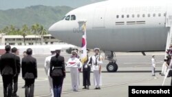 미국 하와이 히캄 공군기지에서 25일 ‘한국군 전사자 유해인수식’이 거행됐다. 사진 = DPAA 영상 캡처.