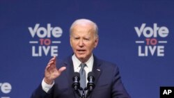 Presidente dos Estados Unidos, Joe Biden, discursa na 115a. Convenção Nacional da NAACP, em Las Vegas, Nevada, 16 julho 2024. REUTERS/Tom Brenner