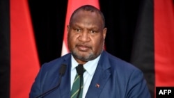 FILE - Papua New Guinea Prime Minister James Marape speaks at a press conference in Port Moresby on July 5, 2023.
