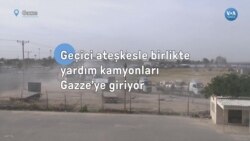 Geçici ateşkesle birlikte yardım kamyonları Gazze’ye giriyor
