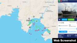 북한 선박 금야호가 14일 러시아 나홋카 항 계선 장소에서 발견됐다. 자료=MarineTraffic