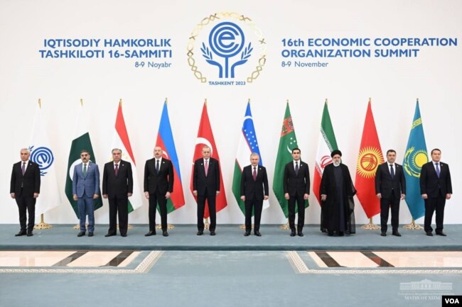 The heads of state gather at the Economic Cooperation Organization's member meeting in Tashkent, Uzbekistan, on Nov. 9, 2023. (Photo courtesy of the Uzbekistan President's Office)