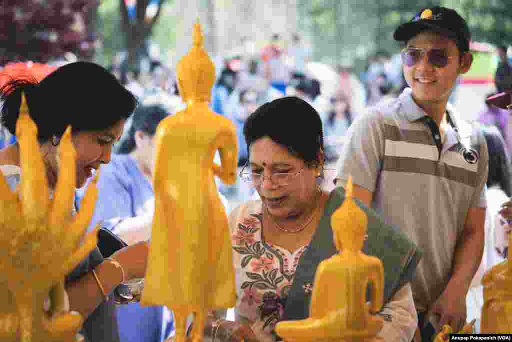 People participated in Songkran Festival at WAT Thai Washington. D.C, April 16, 2023.