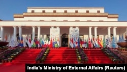 (FILE) A general view of the venue for the G20 foreign ministers' meeting in New Delhi, India.