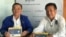 Khmer National United Party leaders, Mr. Nhek Bun Chhay (left) and Mr. Yem Ponharith (right), in VOA office in Phnom Penh, July 11, 2023.