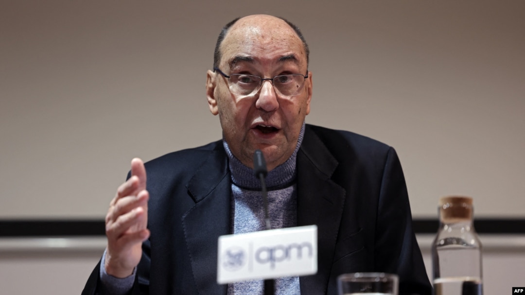 Former leader of Spain's main right-wing political party in Catalonia and co-founder of far-right party Vox, Alejo Vidal-Quadras, holds his first press conference since he was shot in the head last November, in Madrid on Feb. 23, 2024.