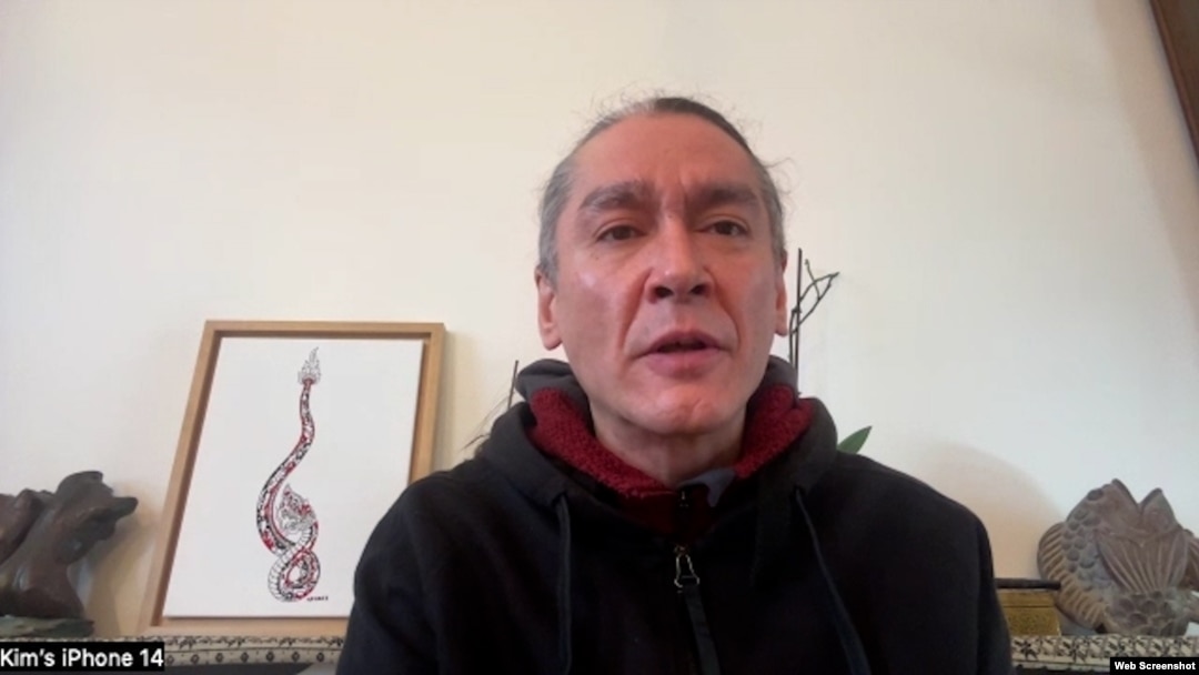 Kim Aris, the son of Myanmar’s detained former leader Aung San Suu Kyi, speaks with VOA via Zoom from his home in England, Feb. 2, 2024.