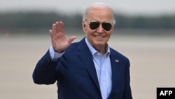 U.S. President Joe Biden arrives to board Air Force One at Joint Base Andrews in Maryland on April 18, 2024.