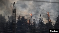 Пожар, возникший на севере Израиля, недалеко от границы с Ливаном, после удара «Хезболлы», 4 июля 2024