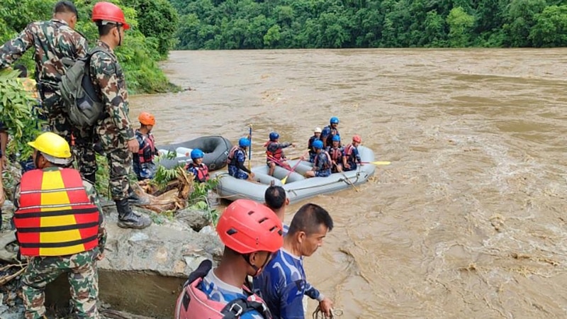 Buses carrying more than 50 people swept away  by landslide in Nepal