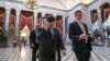 FILE - Republican House Speaker Mike Johnson walks through Statuary Hall as lawmakers gather to vote on the articles of impeachment against Homeland Security Secretary Alejandro Mayorkas, at the Capitol in Washington, Feb. 6, 2024. A first vote last week failed.