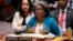 FILE - Linda Thomas-Greenfield, United States ambassador to the United Nations, speaks during a meeting of the U.N. Security Council, April 24, 2023, at U.N. headquarters. 