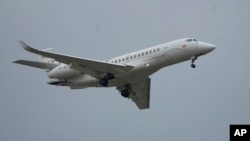 FILE - A Dassault Falcon jet, similar to one that had been used by Venezuelan President Nicolas Maduro, is seen during a demonstration flight at the Paris Air Show in Le Bourget, north of Paris, France, June 19, 2023.