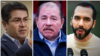 De izquierda a derecha: Juan Orlando Hernández, expresidente de Honduras; Daniel Ortega, presidente de Nicaragua; Nayib Bukele, presidente de El Salvador. Reuters. 