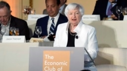 2024年6月13日，美国财政部长耶伦在纽约经济俱乐部午餐会上发表讲话。(美联社照片)
