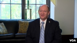 Democratic Senator Chris Coons has been a longtime and frequent visitor to Africa and recently visited the continent with Vice President Kamala Harris. He is a member of the Senate Foreign Relations Committee and its Africa subcommittee. (Video screenshot) 