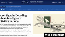 Phúc trình ngày 3/7/2024 của Trung tâm Nghiên cứu Chiến lược và Quốc tế CSIS, có trụ sở tại Washington, về các hoạt động tình báo của Trung Quốc tại Cuba.