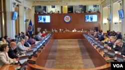 ARCHIVO - El secretario general de la OEA, Luis Almagro, presentó un informe ante el pleno del organismo en Washington sobre la visita de Misión de alto nivel a Guatemala para revisar panorama de elecciones del 20 de agosto próximo.