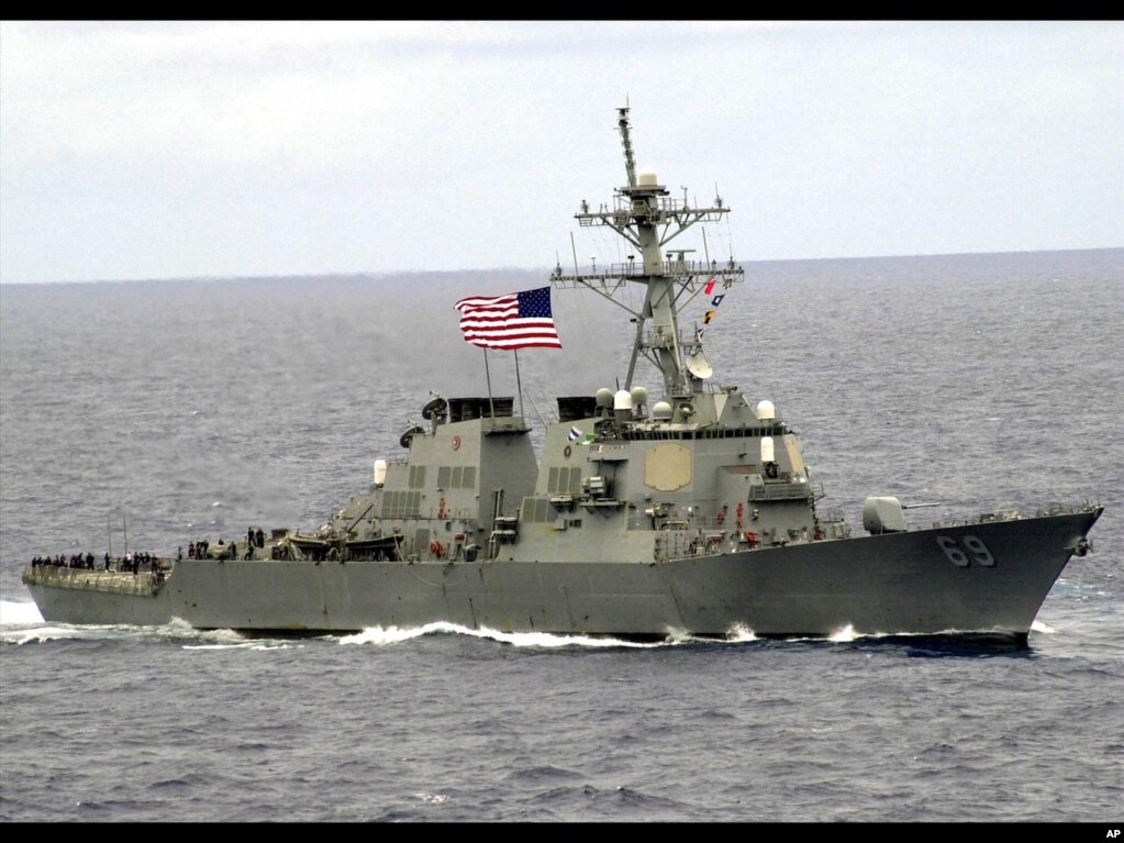 资料照 - 美国海军“米利厄斯”号导弹驱逐舰（USS Milius guided missile destroyer (DDG-69)）。(photo:VOA)