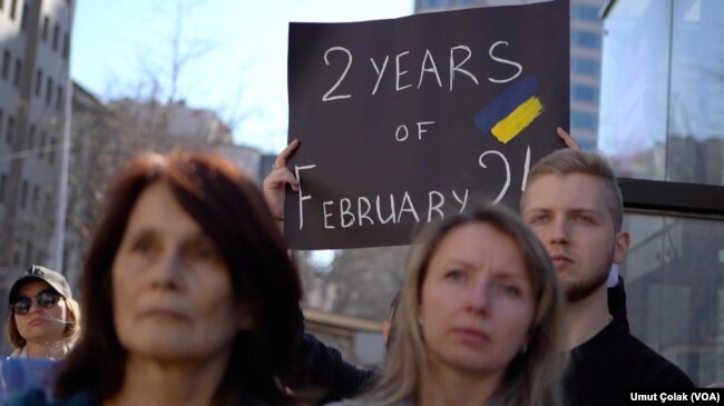 Türkiye'de yaşayan Ukraynalılar protesto eylemi için biraraya geldi.