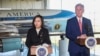 House Speaker Kevin McCarthy of California, right, and Taiwanese President Tsai Ing-wen deliver statements to the press after a Bipartisan Leadership Meeting at the Ronald Reagan Presidential Library in Simi Valley, California, April 5, 2023.