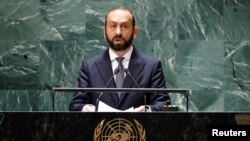 Ermənistan xarici işlər naziri Ararat Mirzoyan BMT Baş Assambleyasının 78-ci sessiyasında çıxış edir. 23 sentyabr, 2023. Nyu York, ABŞ.